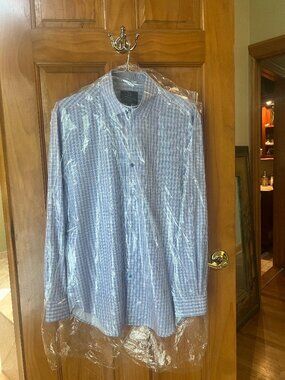WRK Work Rest Karma Pink Blue Check 4-Way Stretch Button Up Shirt 16.5